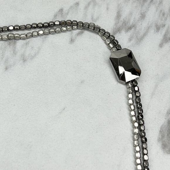 Chico's Silver Tone Box Beaded Double Strand Necklace - Picture 5 of 11